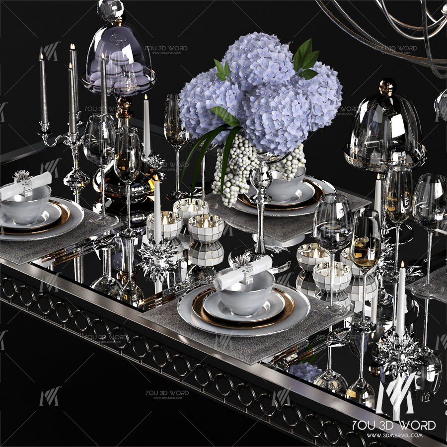 Sophie Mirrored Dining Table_set